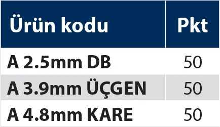 A 3.9 MM Üçgen - Anahtar - Teknik Veri